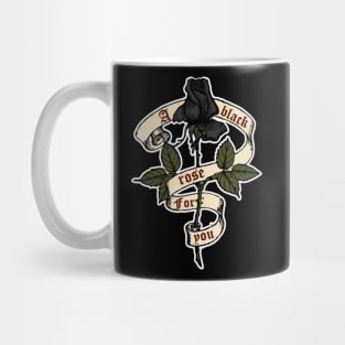 A black rose for you with ribbon Mug